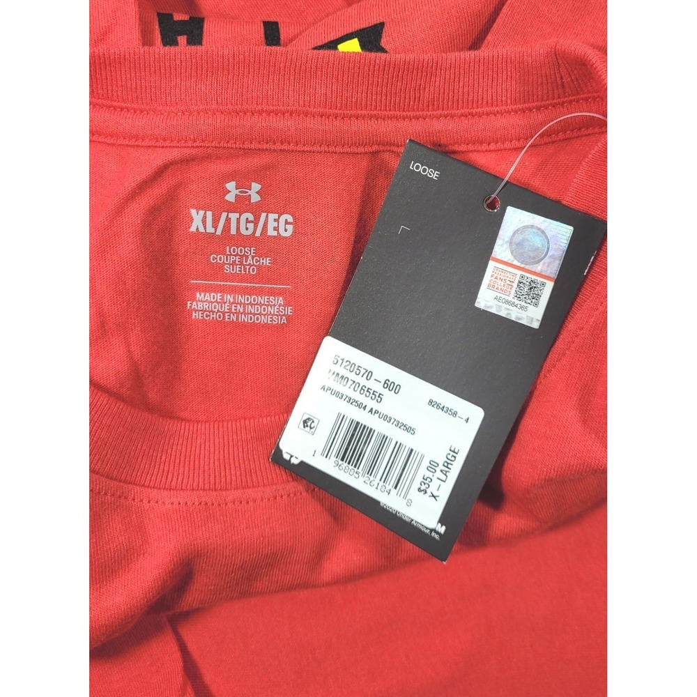 Under Armour Loose Fit Maryland Terrapins Short Sleeve T-Shirt - Red - XL - Picture 3 of 3